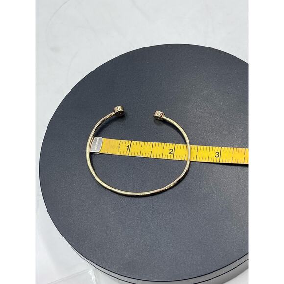 Alex and Ani Emerald Flex Cuff Bracelet Brass Shiny Gold Green Stone - Picture 12 of 14